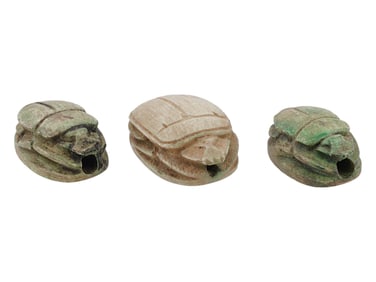 LOT OF 3 ANCIENT EGYPTIAN CARVED SCARAB BEAD SEALS