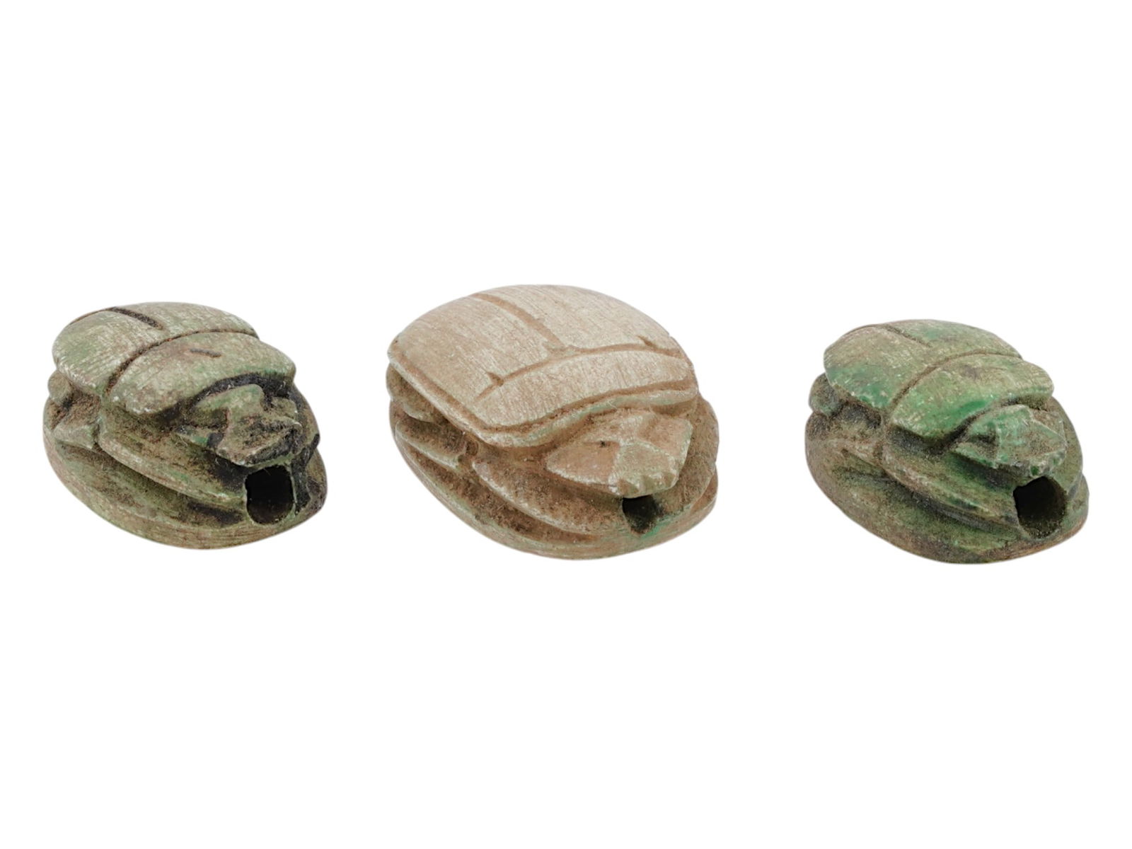 LOT OF 3 ANCIENT EGYPTIAN CARVED SCARAB BEAD SEALS (1 of 5)
