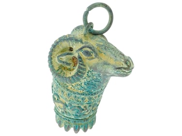 ANCIENT PERSIAN BRONZE RAM HEAD PENDANT