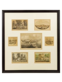 COLLECTION OF AMERICAN MINIATURE PRINTS FRAMED