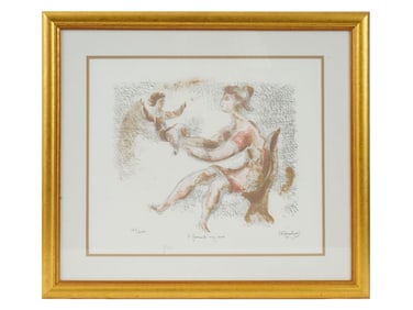 LTD AMERICAN COLOR LITHOGRAPH BY CHAIM GROSS SIGNED
