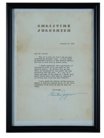 CHRISTINE JORGENSEN 1953 SIGNED PERSONAL LETTER