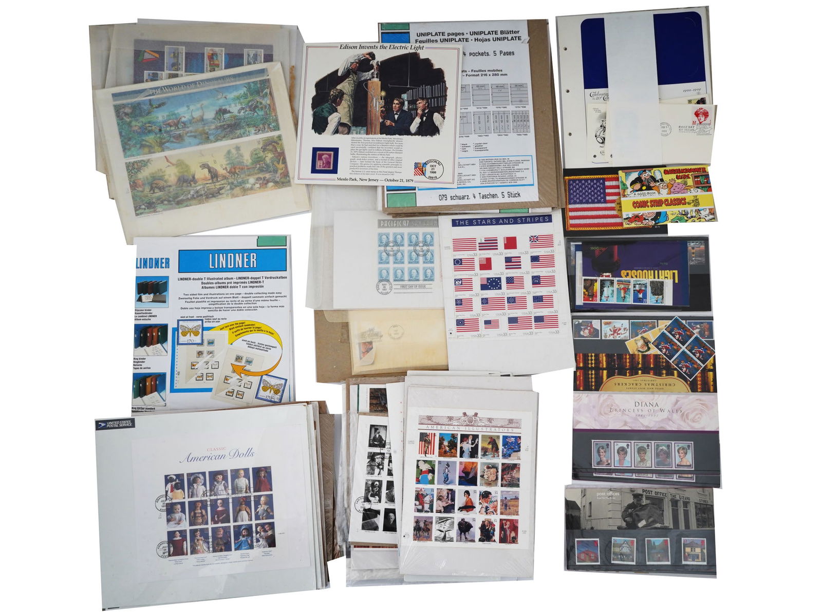 MIXED STAMP COLLECTOR BOX WITH STAMPS AND HOLDERS (1 of 5)