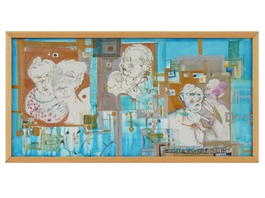 AMERICAN MIXED MEDIA PAINTING BY EVA BOUZARD HUI