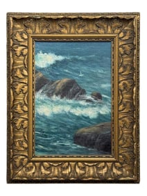 ANTIQUE SEASCAPE OIL PAINTING BY JAMES ASHTON