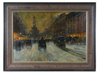 AFTER RUDOLF PLEISSNER LONDON CITYSCAPE OIL PAINTING