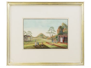 CHINESE TEA PRODUCTION SCENE WATERCOLOR PAINTING