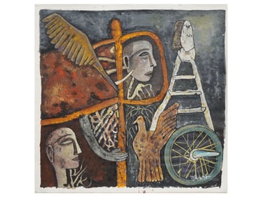 MID CENTURY INDIAN SCHOOL GANESH PYNE PAINTING