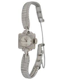 14K WHITE GOLD JULES JURGENSEN LADIES WRIST WATCH