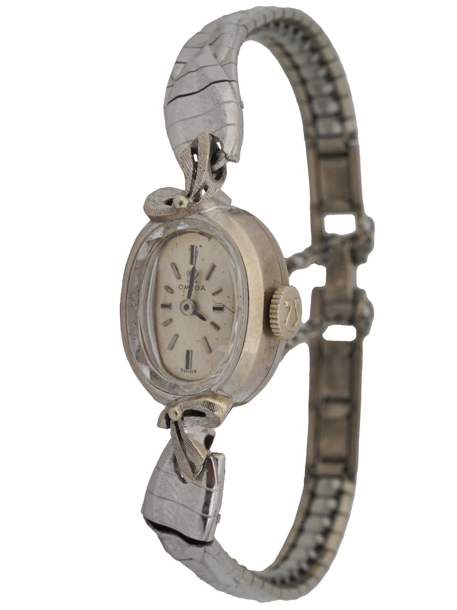 14K WHITE GOLD OMEGA LADIES JEWELRY WRIST WATCH (1 of 4)