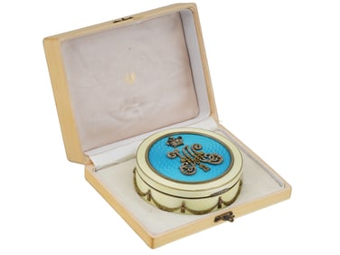RUSSIAN GILT SILVER ENAMEL DIAMONDS GEMSTONES BOX IOB