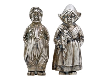 GERMAN 800 SILVER FIGURAL SALT PEPPER SHAKERS 19TH C