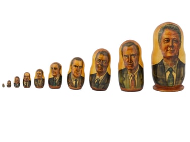 AMERICAN PRESIDENTS RUSSIAN NESTING DOLL SIGNED