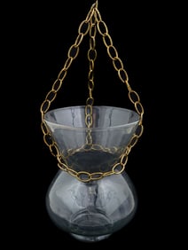 ANTIQUE EARLY 20TH C GLASS MOSQUE LAMP W CHAIN