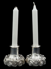 LOUIS COMFORT TIFFANY STERLING SILVER CANDLE HOLDERS