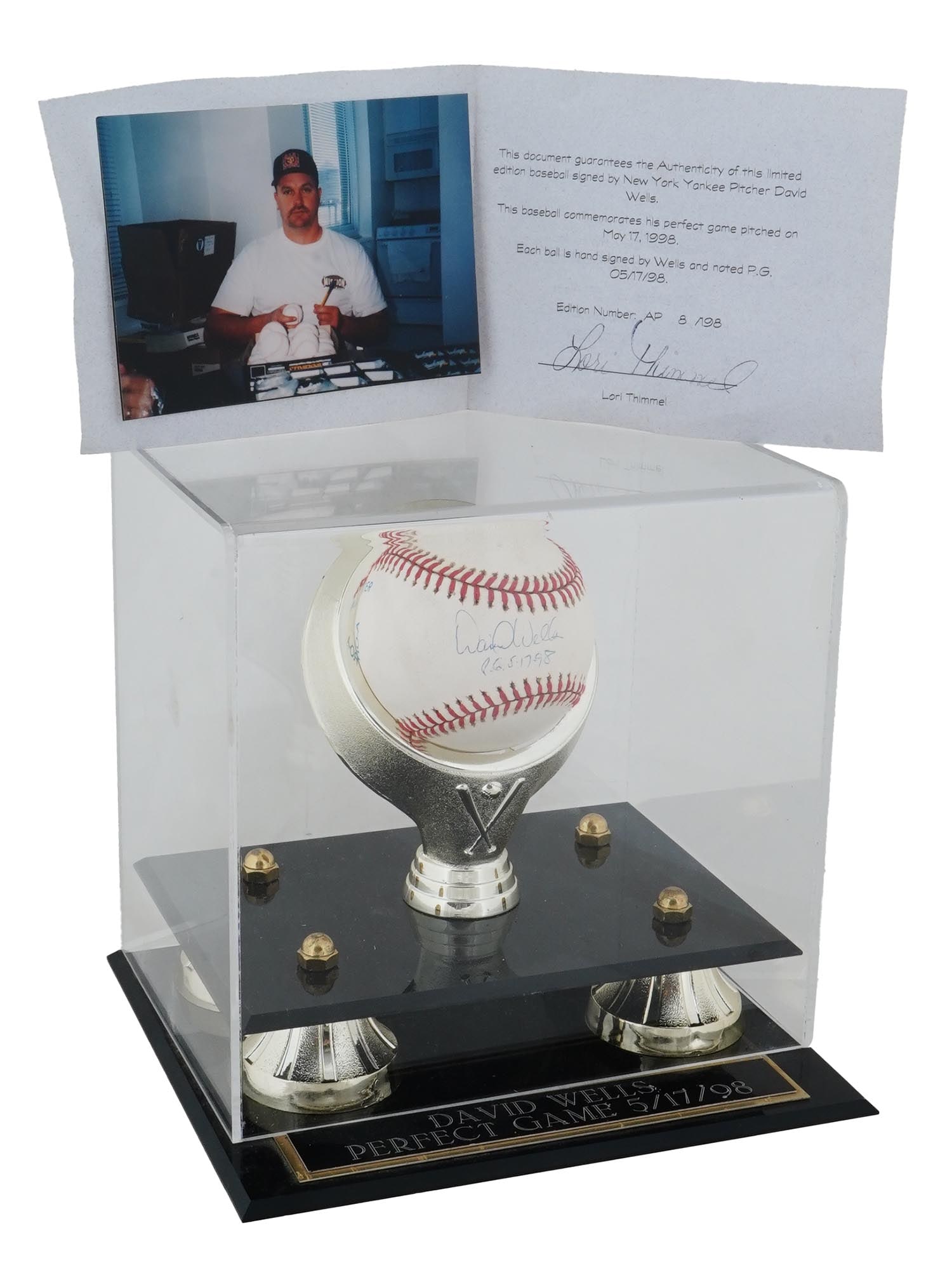 1998 DAVID WELLS PERFECT GAME SIGNED BALL W COA (1 of 6)