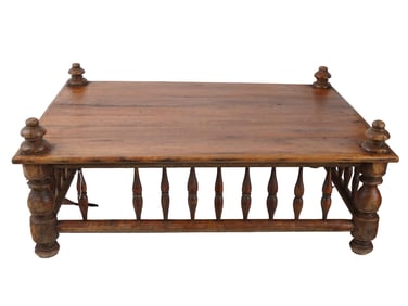 ANTIQUE ENGLISH WOODEN DOG BED FRAME W FIGURED LEGS