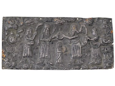 ANCIENT PERSIAN EMBOSSED SILVER PLAQUE CA 500 BC