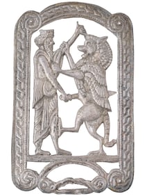 ANCIENT PERSIAN EMBOSSED SILVER PLAQUE 500 BC