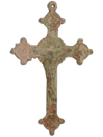 ANCIENT BYZANTINE BRONZE CROSS PENDANT 600 TO 900 AD