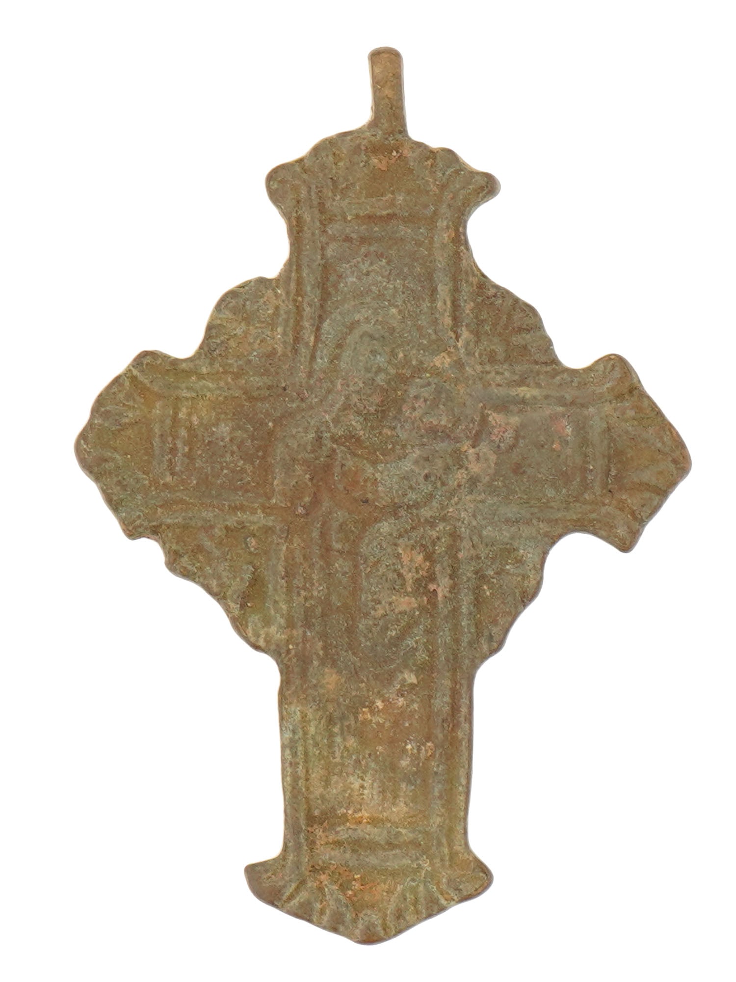 ANCIENT BYZANTINE BRONZE CROSS PENDANT 600 TO 900 AD (1 of 3)