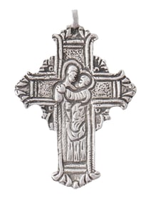 ANCIENT BYZANTINE SILVER CROSS PENDANT 900 TO 600 AD