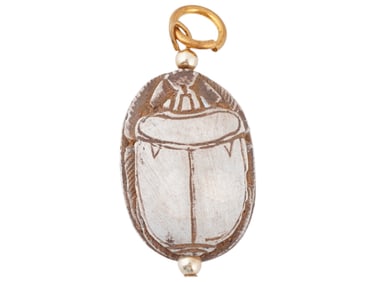ANCIENT EGYPTIAN LIMESTONE SCARAB SEAL PENDANT