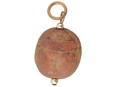 ANCIENT EGYPTIAN LIMESTONE SCARAB SEAL PENDANT