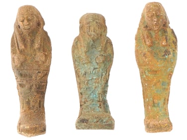 ANCIENT EGYPTIAN 26TH DYNASTY FAIENCE USHABTI FIGURINES
