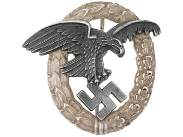 WWII NAZI GERMAN SILVER LUFTWAFFE PILOT OBSERVER BADGE