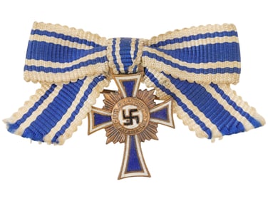 WWII GERMAN NAZI MINI BRONZE HONOUR MOTHER CROSS RIBBON