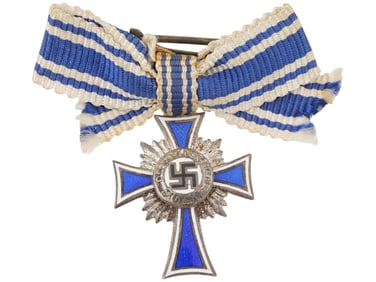 WWII GERMAN NAZI MINI SILVER HONOUR MOTHER CROSS RIBBON