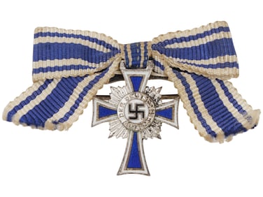 WWII GERMAN NAZI MINI SILVER HONOUR MOTHER CROSS RIBBON