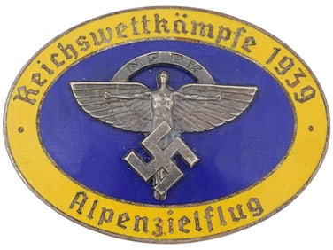 NAZI GERMAN WWII NFSK 1939 ENAMELED SILVER PILOT BADGE