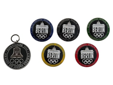 SIX GERMAN PRE WWII TYPE 1936 OLYMPIC GAMES BADGES