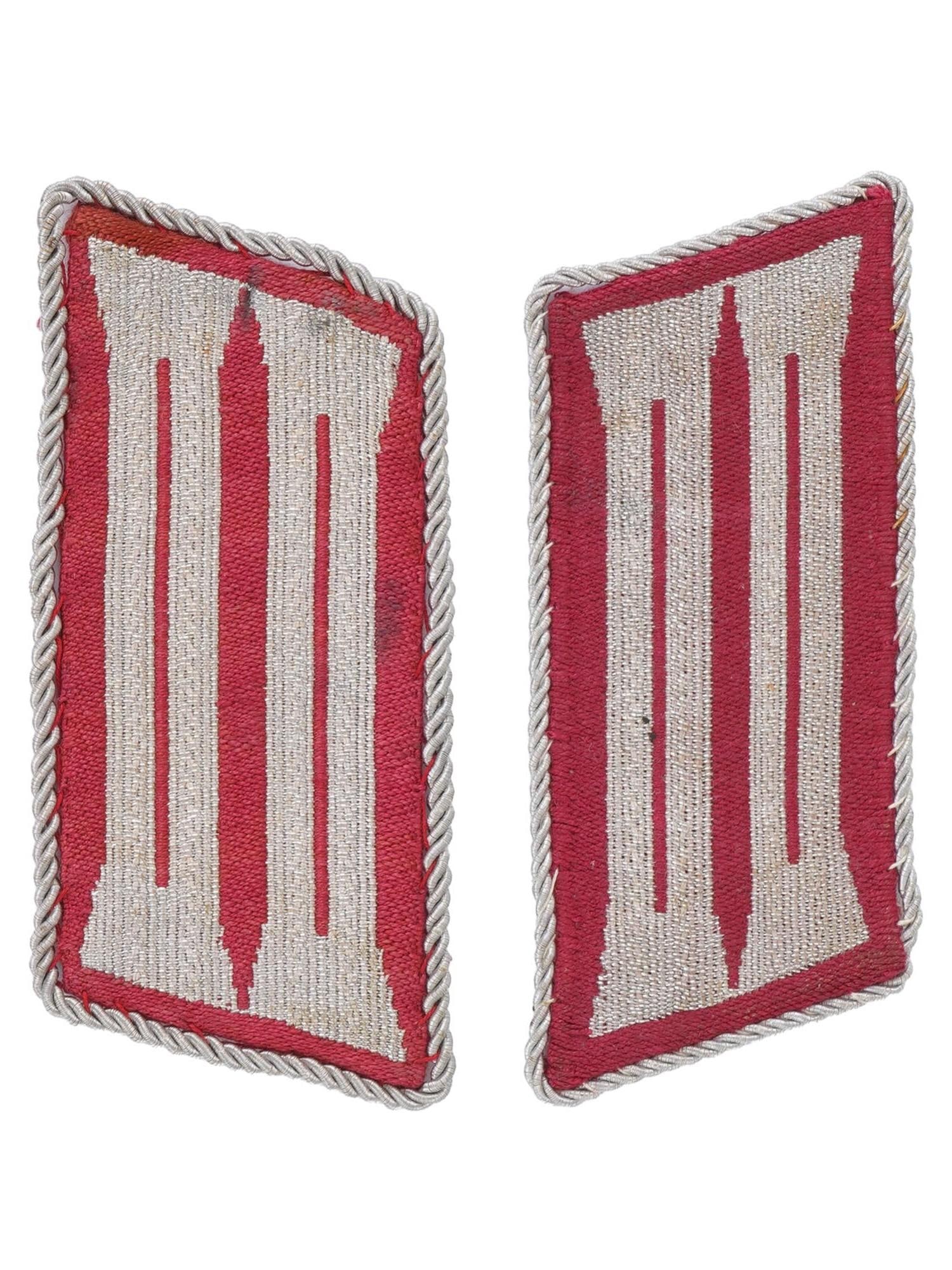 PAIR OF WWII NAZI GERMAN FIRE POLICE COLLAR PATCHES: A pair of WWII Nazi German Fire Police Feuerwehr Polizei collar patches. These insignia were worn by members of the Fire Police units under the Ordnungspolizei during the Third Reich era. Nazi German 