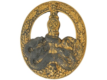 WWII NAZI GERMAN ANTI PARTISAN GOLD WASHED ZINC BADGE
