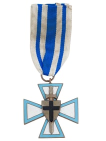 LATVIAN BALTISCHE LANDESWEHR BADGE WITH RIBBON