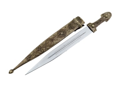 RUSSIAN CAUCASIAN NIELLO KINJAL DAGGER W SCABBARD