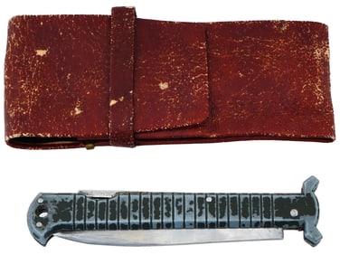 WWII JAPANESE STILETO KNIFE WITH LEATHER POUCH