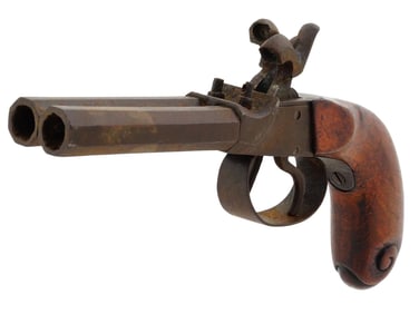 ANTIQUE EUROPEAN VICTORIAN ERA DOUBLE BARRELED PISTOL