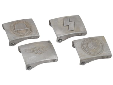 GROUP OF FOUR WORLD WAR II NAZI GERMAN BELT BUCKLES