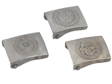 GROUP OF THREE WWII NAZI GERMAN WAFFEN SS BELT BUCKLES