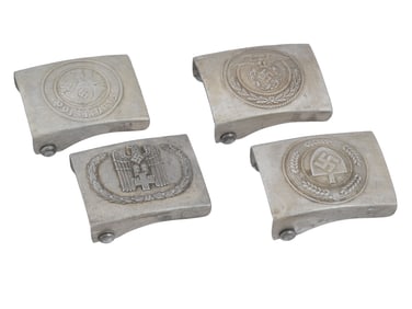 GROUP OF FOUR WORLD WAR II NAZI GERMAN BELT BUCKLES