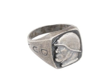 ITALIAN WWII TYPE BENITO MUSSOLINI SILVER RING