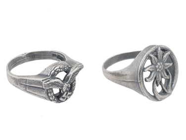 LOT OF TWO WWII MODEL NAZI GERMAN SILVER RINGS