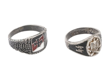 TWO WWII MODEL GERMAN WAFFEN SS SILVER RINGS