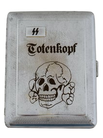 WWII TYPE NAZI GERMAN SS TOTENKOPF CIGARETTE CASE