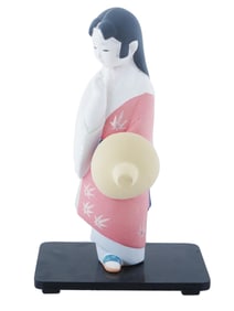 WWII ERA JAPANESE GEISHA HAND MADE DOLL ON STAND