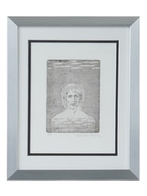 MODERN ETCHING MALE PORTRAIT SIGNED DAVID HOCKNEY